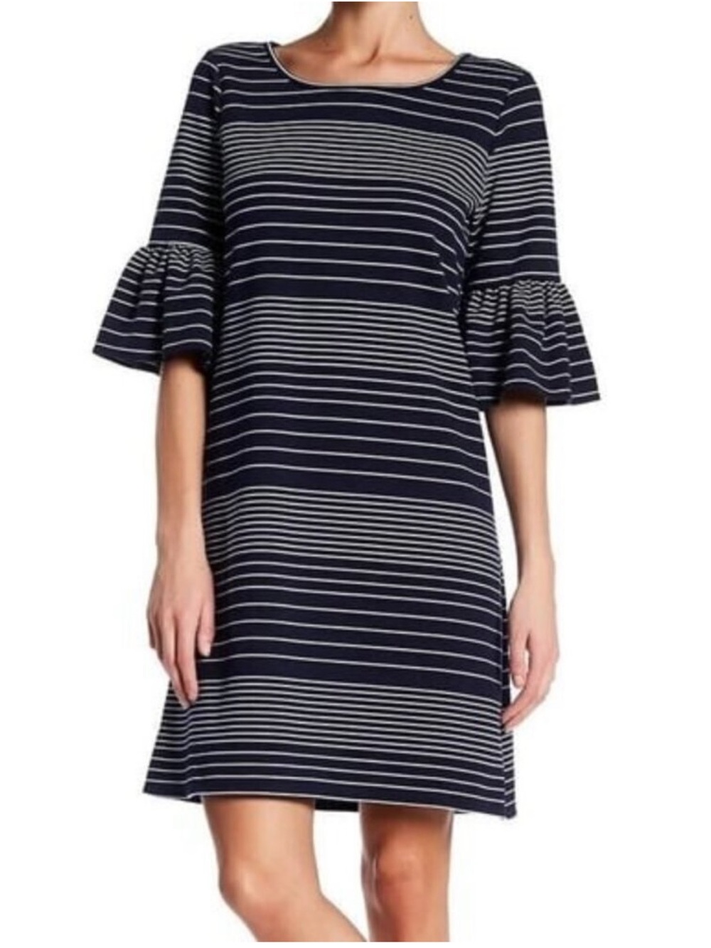 Small Max Studio Navy Bell-Sleeve Shift Dress